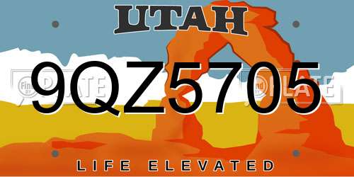 9QZ5705 Utah License Plate