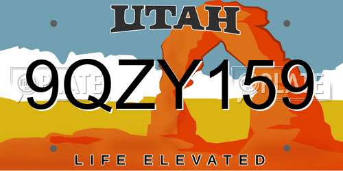 9QZY159 Utah License Plate