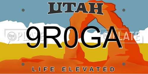 9R0GA Utah License Plate