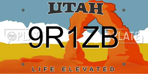 9R1ZB Utah License Plate