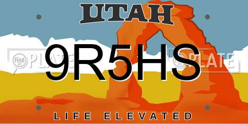 9R5HS Utah License Plate