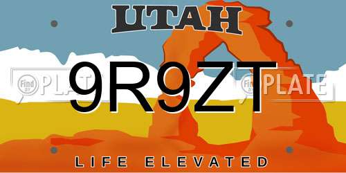 9R9ZT Utah License Plate