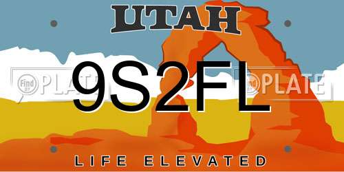 9S2FL Utah License Plate
