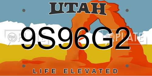 9S96G2 Utah License Plate