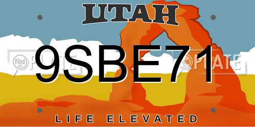 9SBE71 Utah License Plate