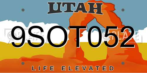 9SOT052 Utah License Plate