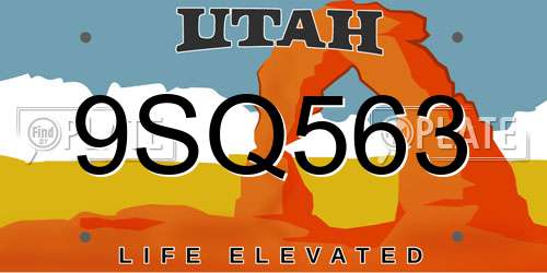 9SQ563 Utah License Plate