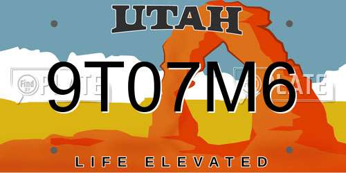9T07M6 Utah License Plate
