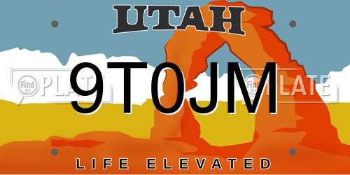 9T0JM Utah License Plate