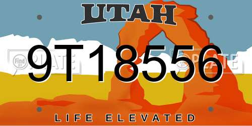 9T18556 Utah License Plate