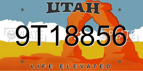 9T18856 Utah License Plate