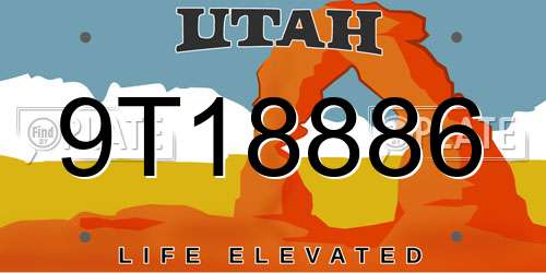 9T18886 Utah License Plate