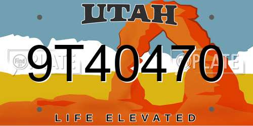 9T40470 Utah License Plate