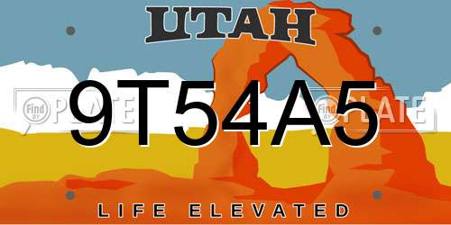 9T54A5 Utah License Plate