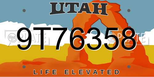 9T76358 Utah License Plate