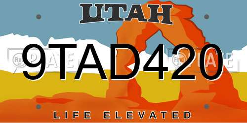 9TAD420 Utah License Plate