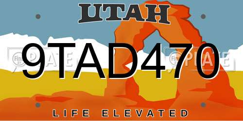 9TAD470 Utah License Plate