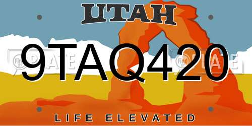 9TAQ420 Utah License Plate