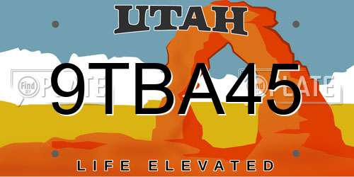 9TBA45 Utah License Plate