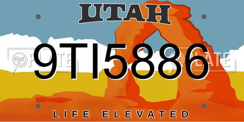9TI5886 Utah License Plate