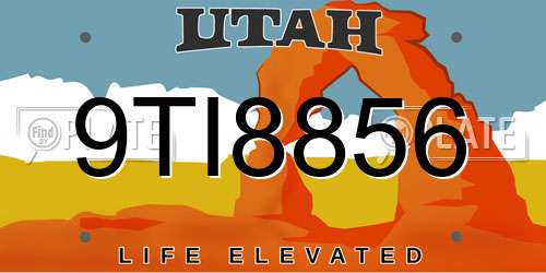 9TI8856 Utah License Plate