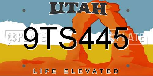 9TS445 Utah License Plate