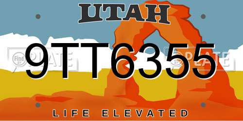 9TT6355 Utah License Plate