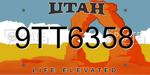 9TT6358 Utah License Plate