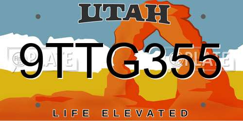 9TTG355 Utah License Plate