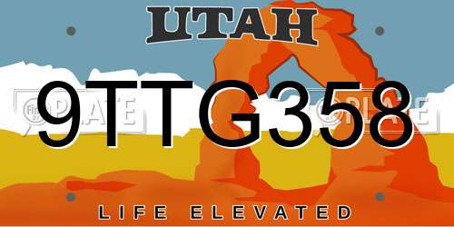 9TTG358 Utah License Plate