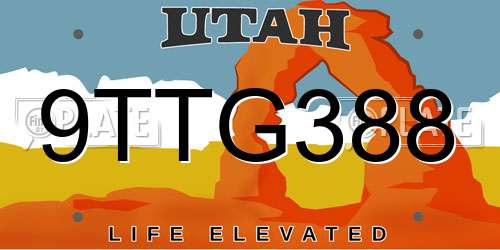 9TTG388 Utah License Plate