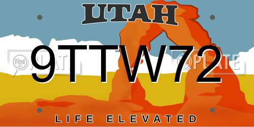 9TTW72 Utah License Plate