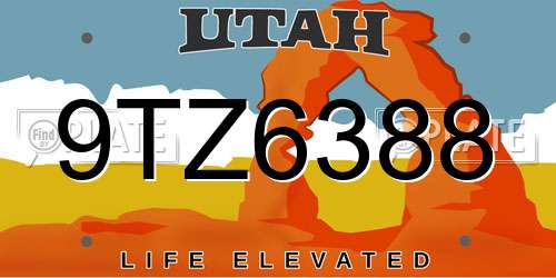 9TZ6388 Utah License Plate