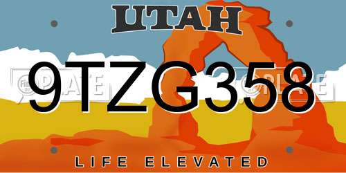 9TZG358 Utah License Plate
