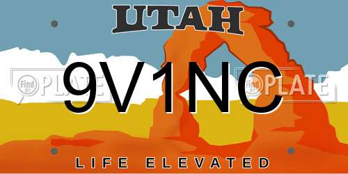 9V1NC Utah License Plate