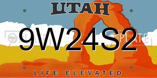 9W24S2 Utah License Plate
