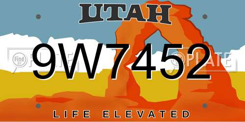 9W7452 Utah License Plate
