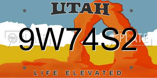 9W74S2 Utah License Plate