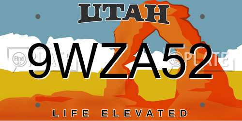 9WZA52 Utah License Plate