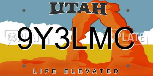 9Y3LMC Utah License Plate