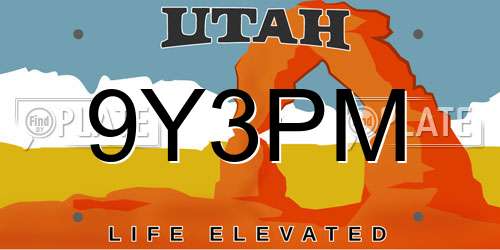 9Y3PM Utah License Plate