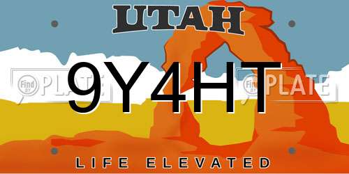 9Y4HT Utah License Plate