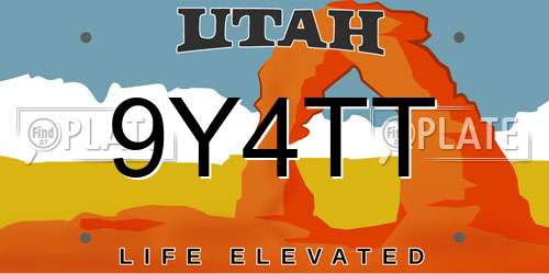 9Y4TT Utah License Plate