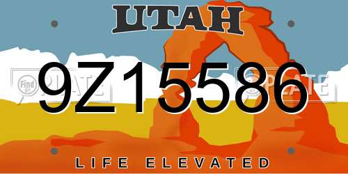 9Z15586 Utah License Plate