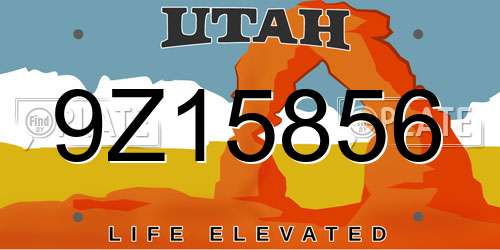 9Z15856 Utah License Plate