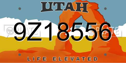9Z18556 Utah License Plate