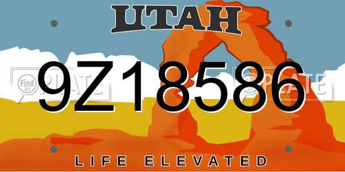 9Z18586 Utah License Plate