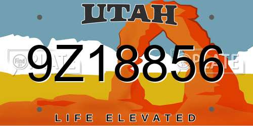 9Z18856 Utah License Plate