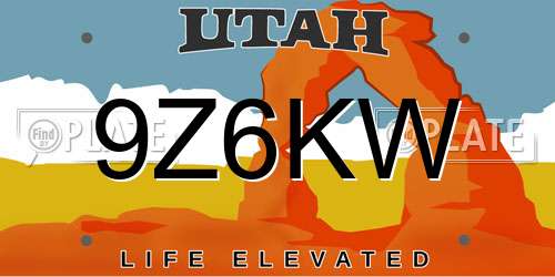 9Z6KW Utah License Plate