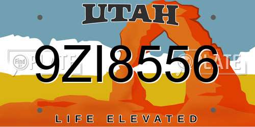 9ZI8556 Utah License Plate